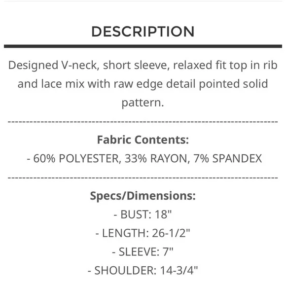 BP220-1💙POL prettyBlue Lace Detail short sleeve top w/lace accents front+ back! - Picture 5 of 5